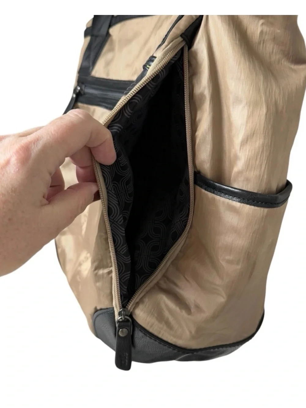 Lole Lily Bag - Convertible zip top Tote/Backpack/ Computer/ Work/ Metallic Tan